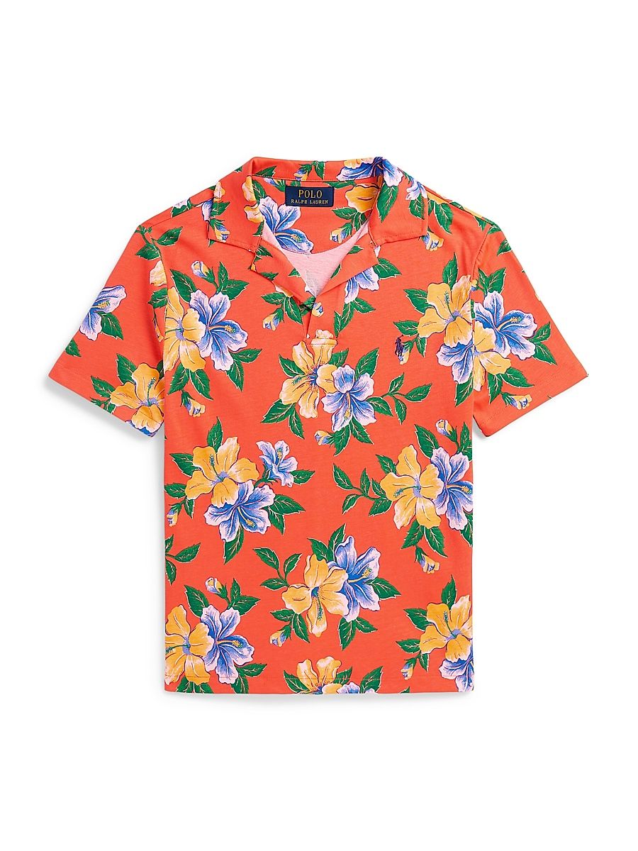 Little Boy's & Boy's Floral Cotton Jersey Polo Shirt - Iconic Hibiscus - Size 8
