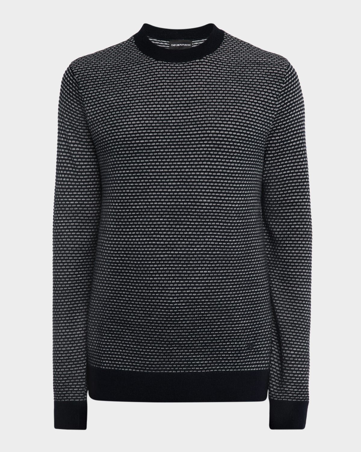 Men & apos;s Wool Knit Jacquard Crewneck Sweater
