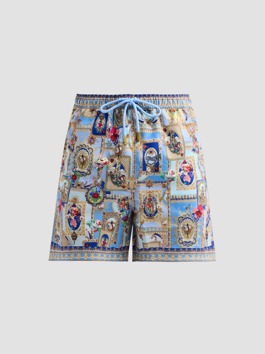 Camilla Men's Printed Mid-Length Boardshorts - Verses In Vintage - Size Medium
