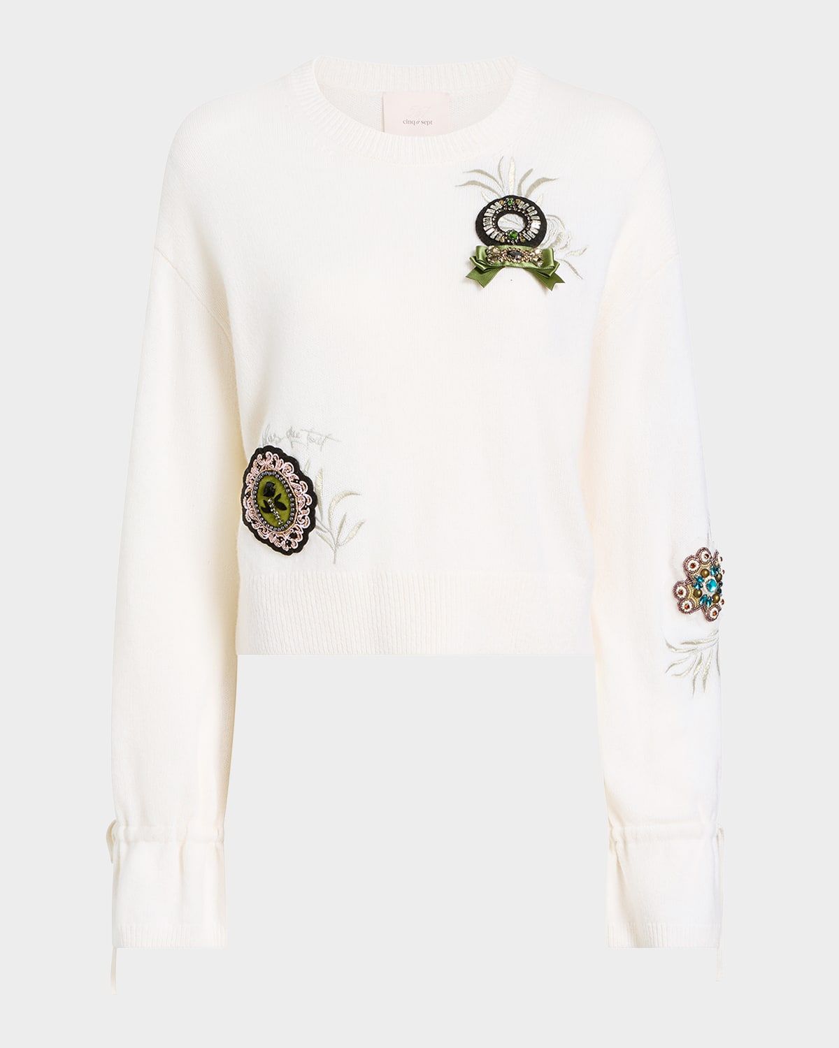 Heritage Rose Patch Embroidered Crewneck Sweater