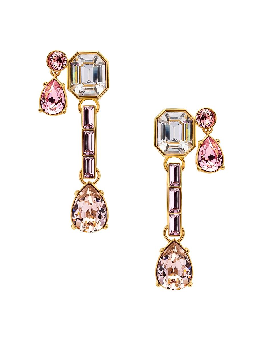 Women's 24K-Gold-Plated & Glass Crystal Clip-On Drop Earrings - Rose