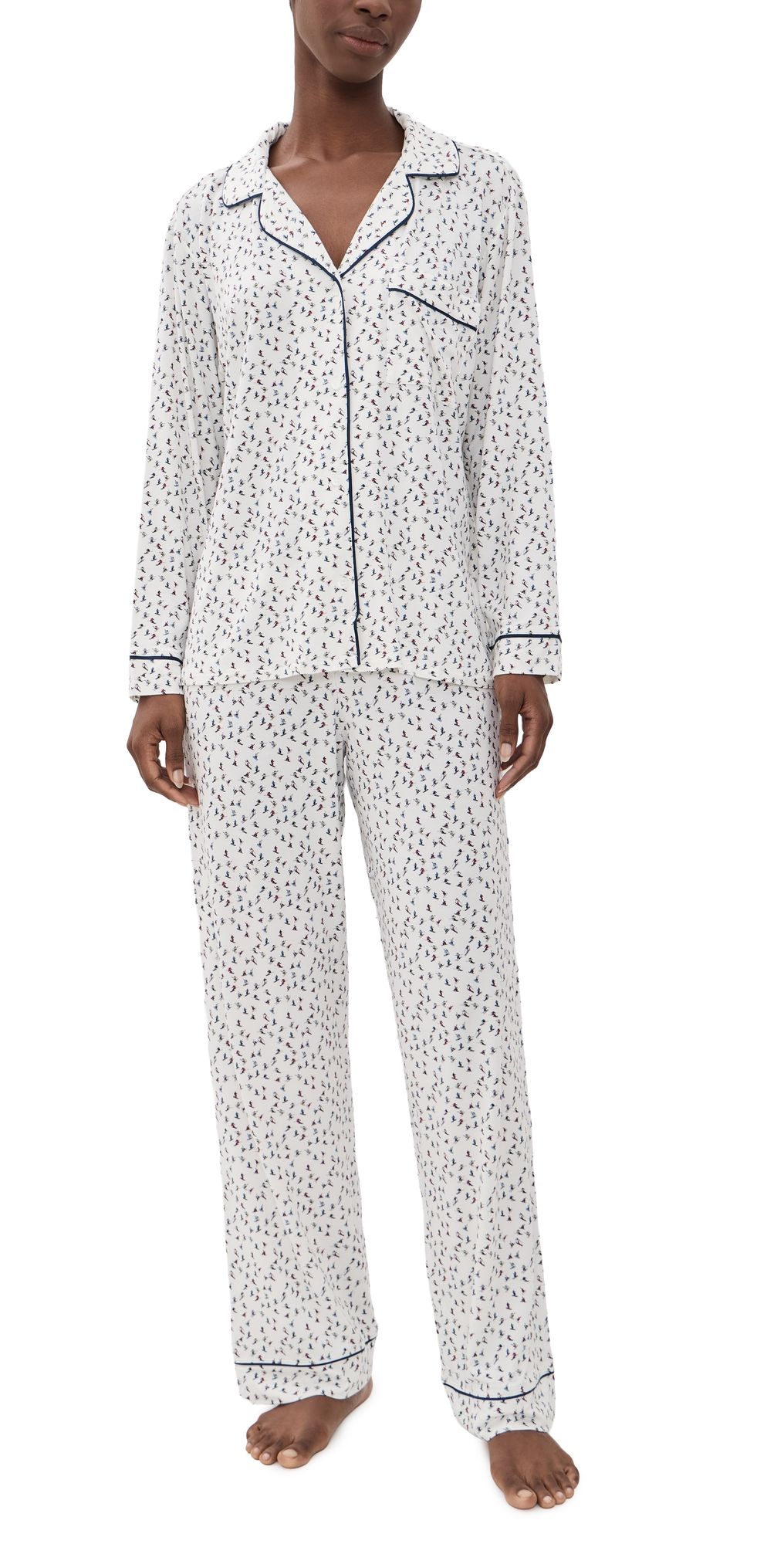 Eberjey Gisele Printed Pajama Set ON THE SLOPES IVORY/NAVY L