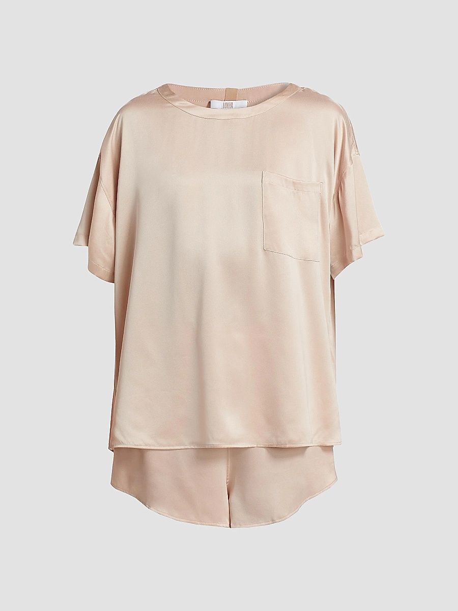 Lunya Women's Washable Silk T-Shirt & Shorts Set - Delicate Pink - Size Medium
