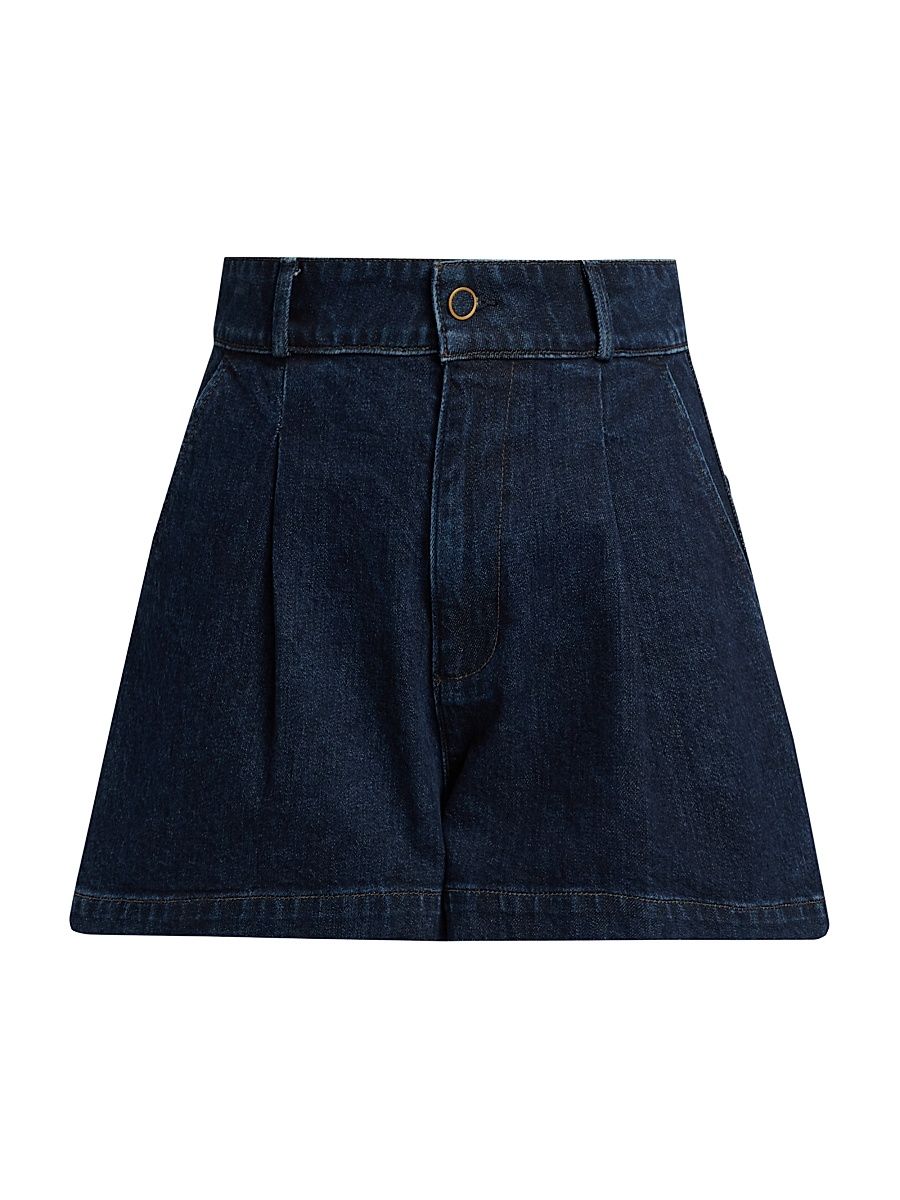 Women's Camille Pleated Denim Shorts - Ballast - Size 32