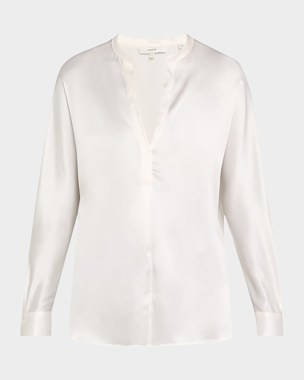 Silk Band-Collar Blouse