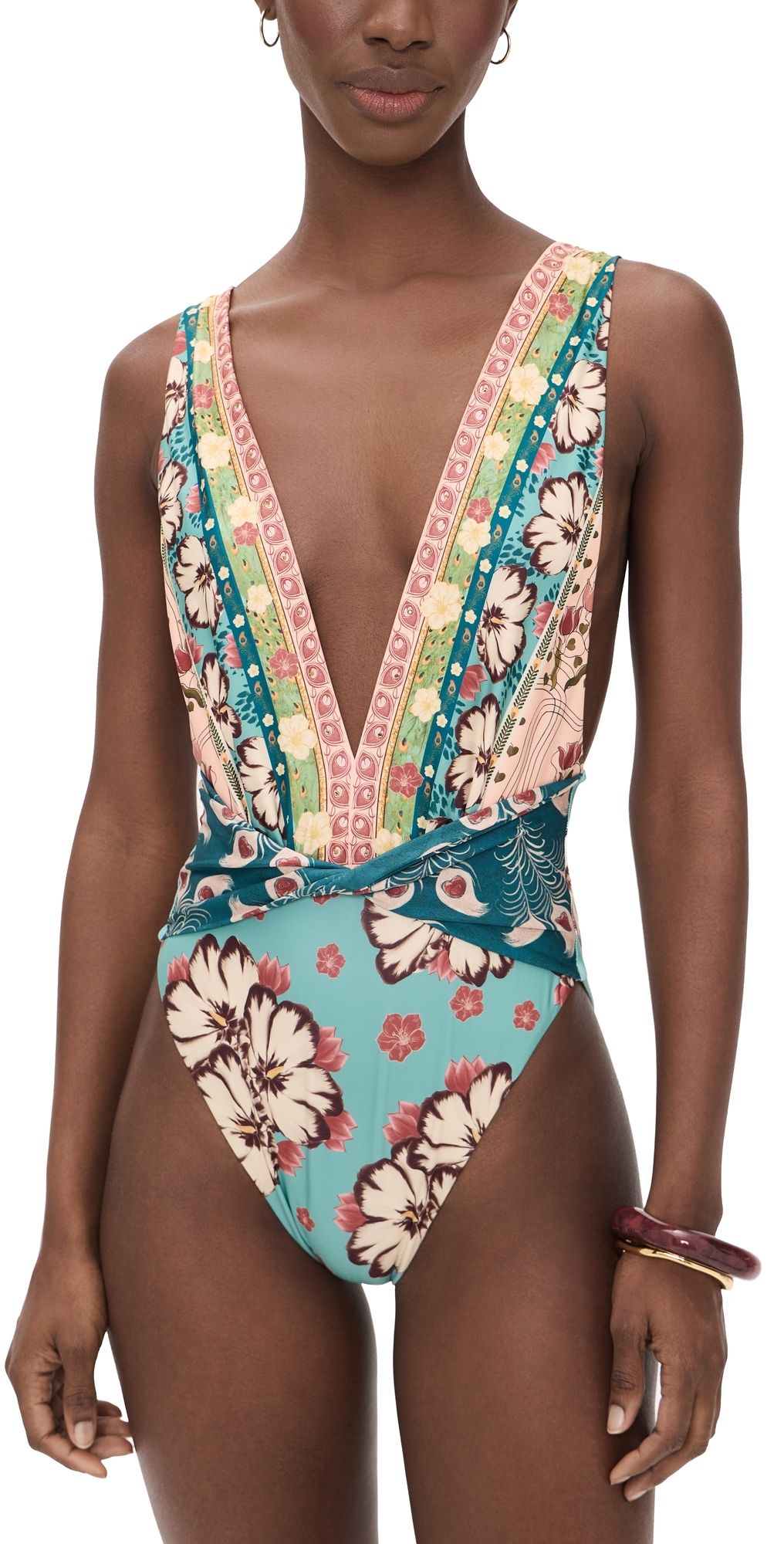 Agua Bendita Ellis Plume Embellished One Piece Multicolor XL