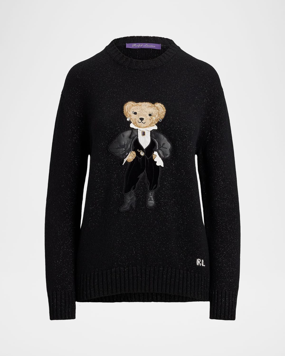 Holiday Polo Bear Metallic Cashmere Sweater
