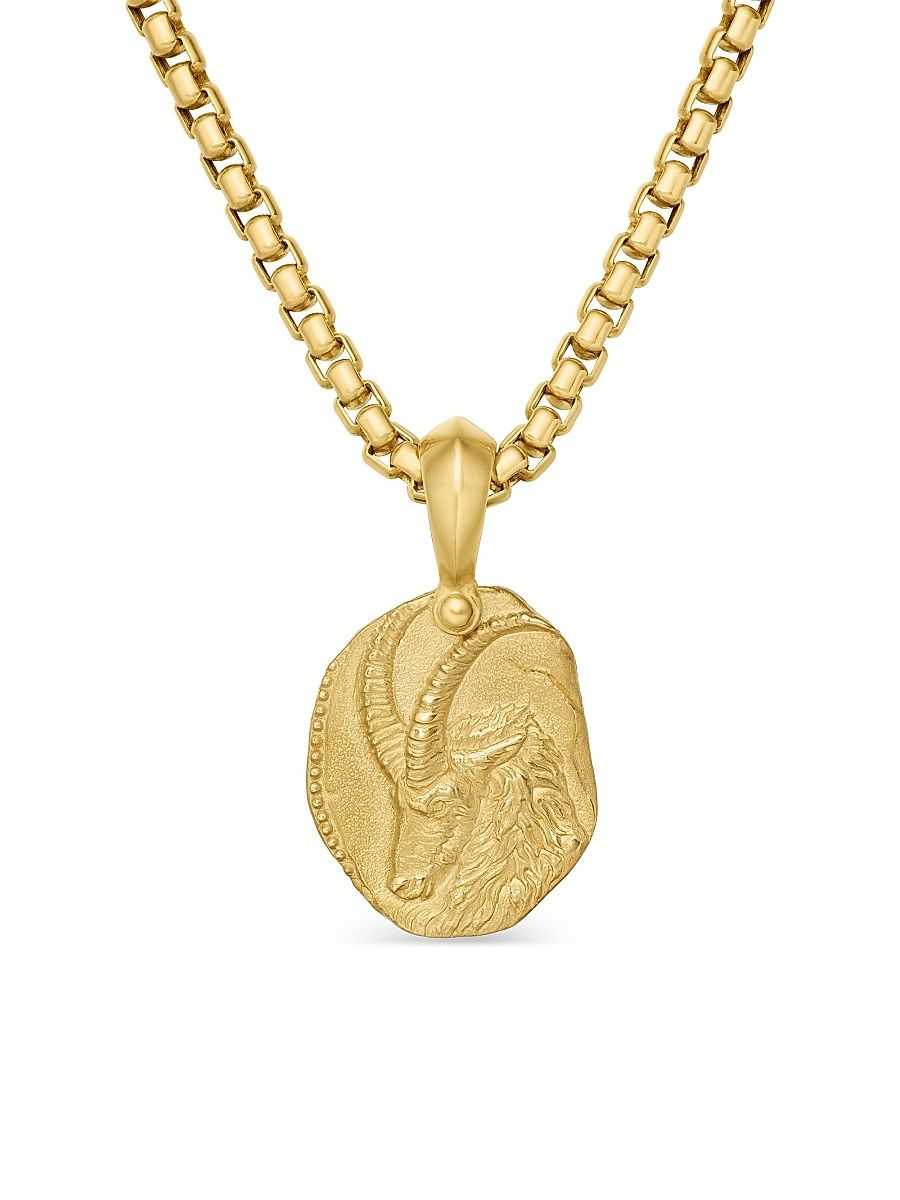 Men's Capricorn Amulet in 18K Yellow Gold, 27MM - Gold