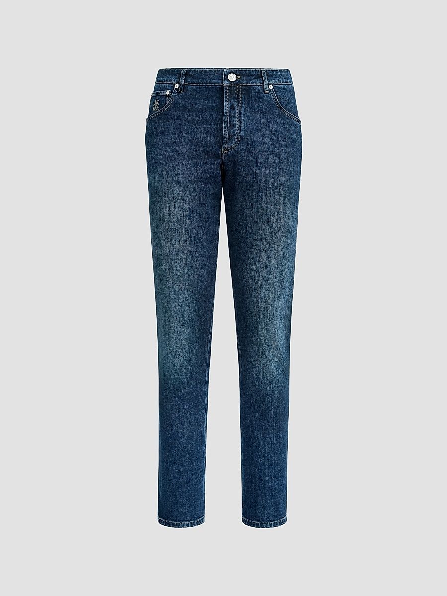 Men's Comfort Denim Five-Pocket Jeans - Dark Denim - Size 50