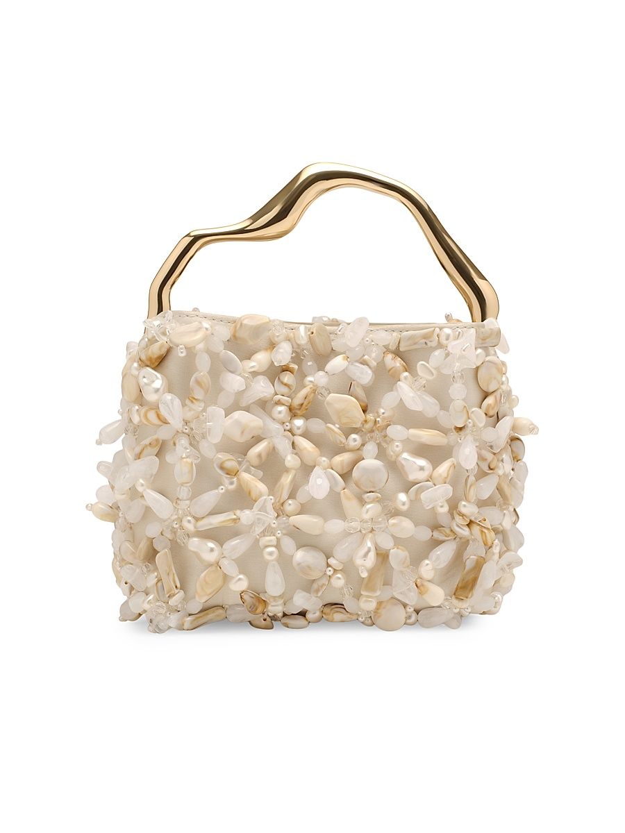 Women's Solene Mini Beaded Top Handle Bag - Off White Multi