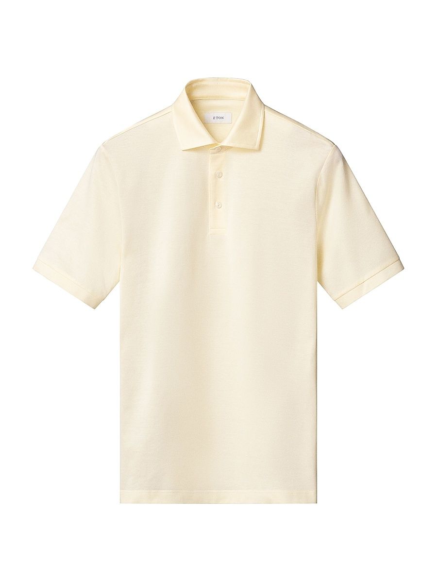 Men's Knitted Cotton Polo Shirt - Yellow - Size XXL