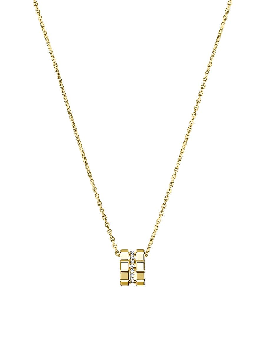 Women's Ice Cube 18K Yellow Gold & 0.14 TCW Diamond Pendant Necklace - Yellow Gold