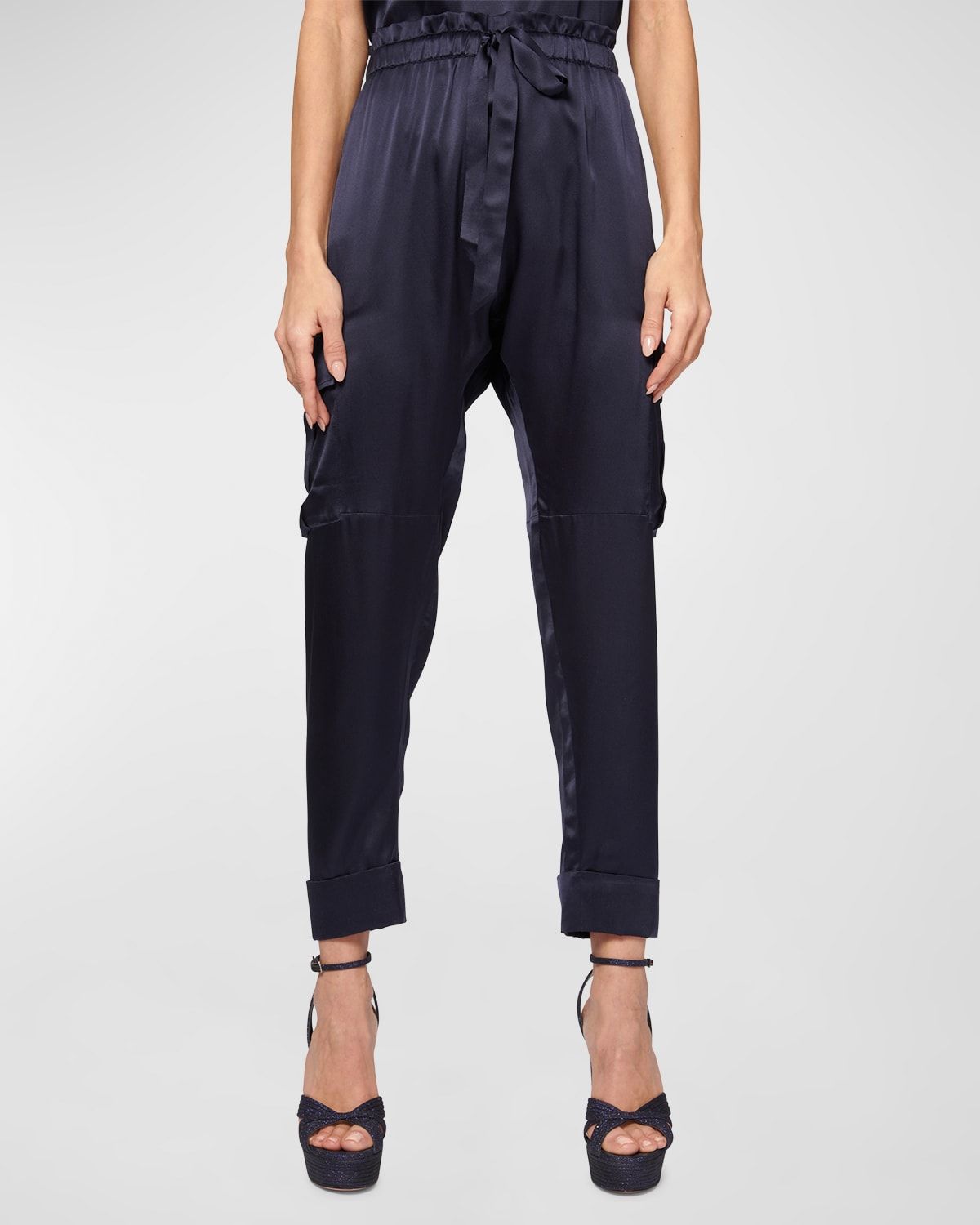 Carmen Cropped Silk Cargo Pants