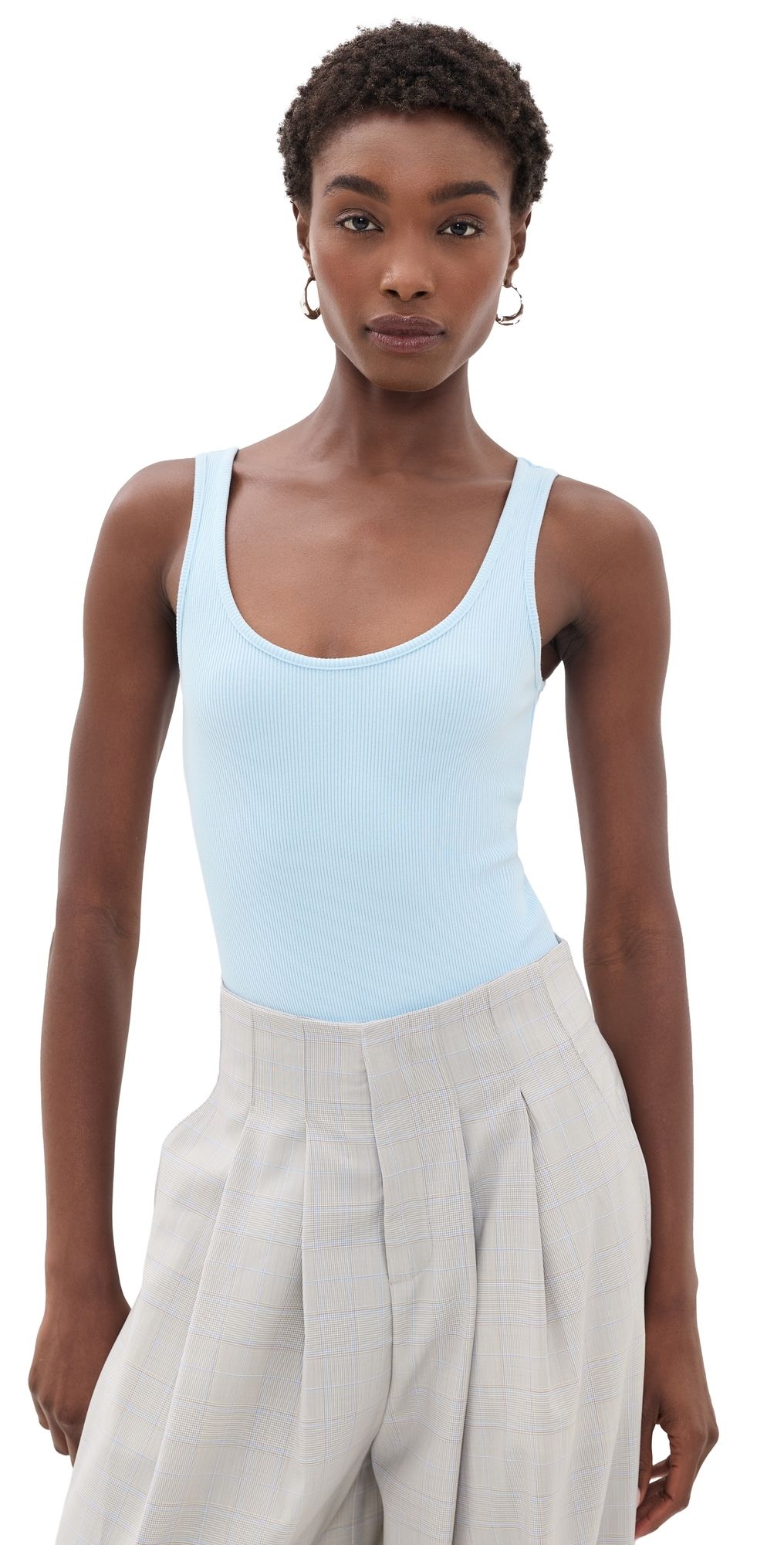 L'AGENCE Nica Scoop Thong Panty Bodysuit Cool Blue L