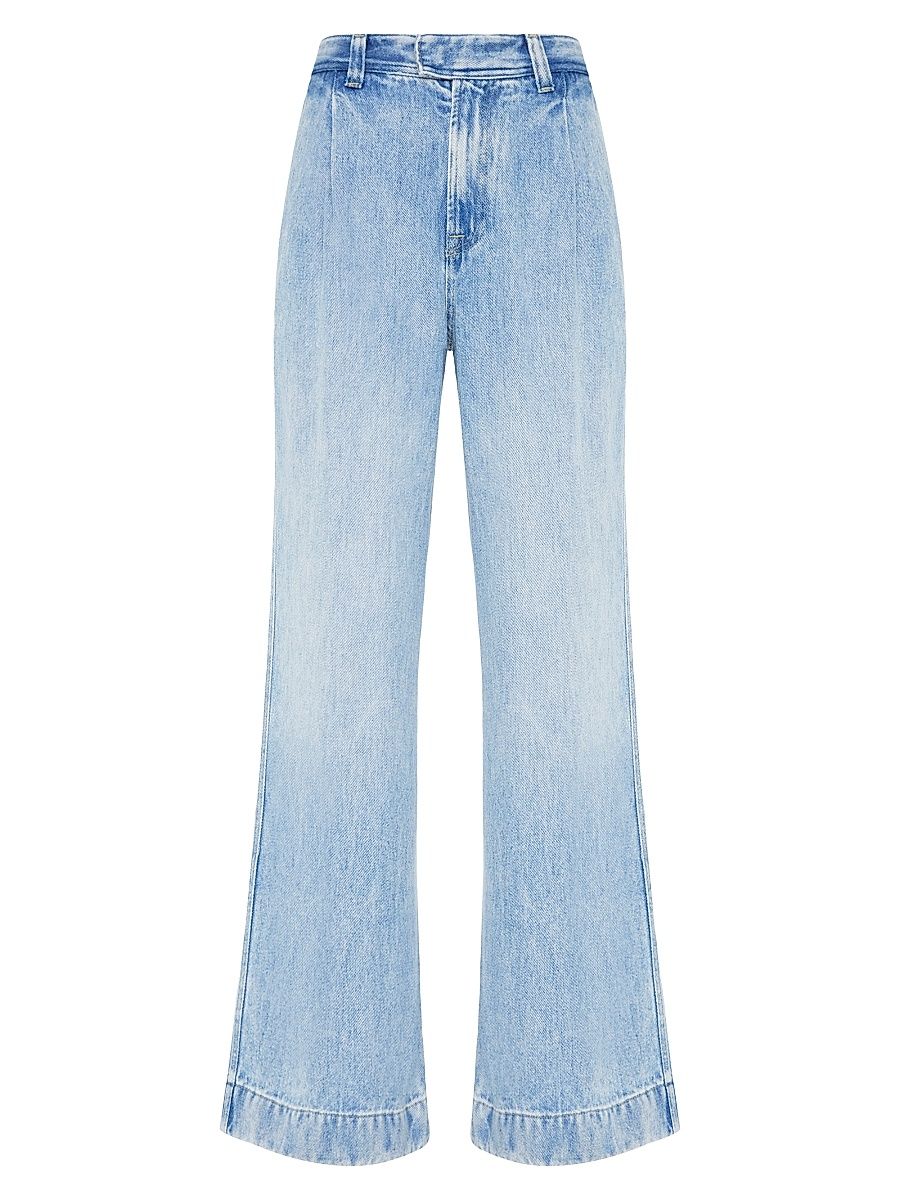 Women's Pleated Denim Wide-Leg Jeans - Abyss - Size 31