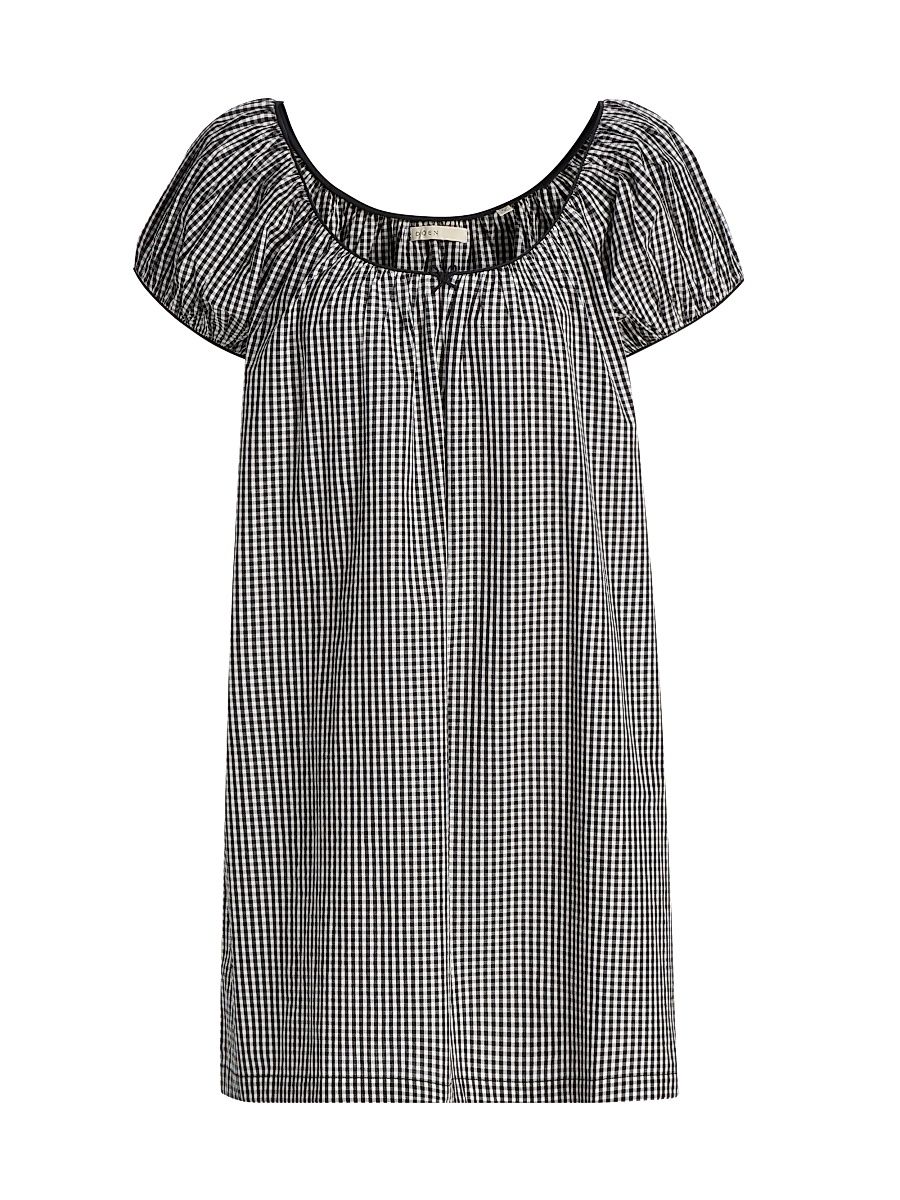 Women's Julia Cotton Minidress - Noir La Maddalena Gingham - Size XXS