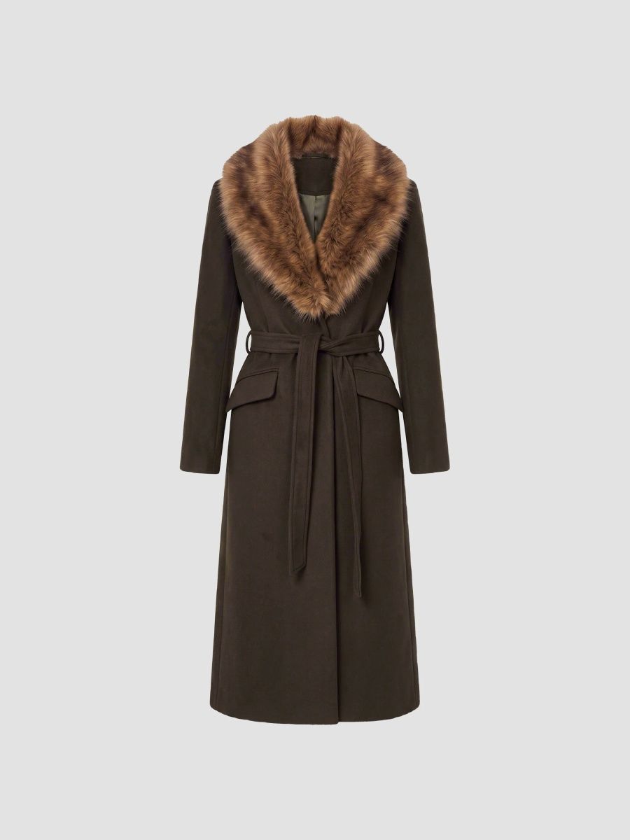 Nicholas the Label Women's Mae Faux Fur-Trimmed Coat - Olive - Size Large