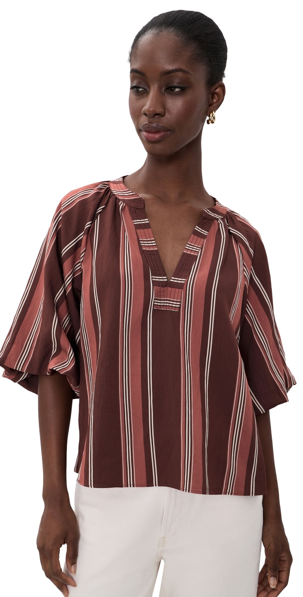 Tanya Taylor Marine Top Deep Redwood Multi XL