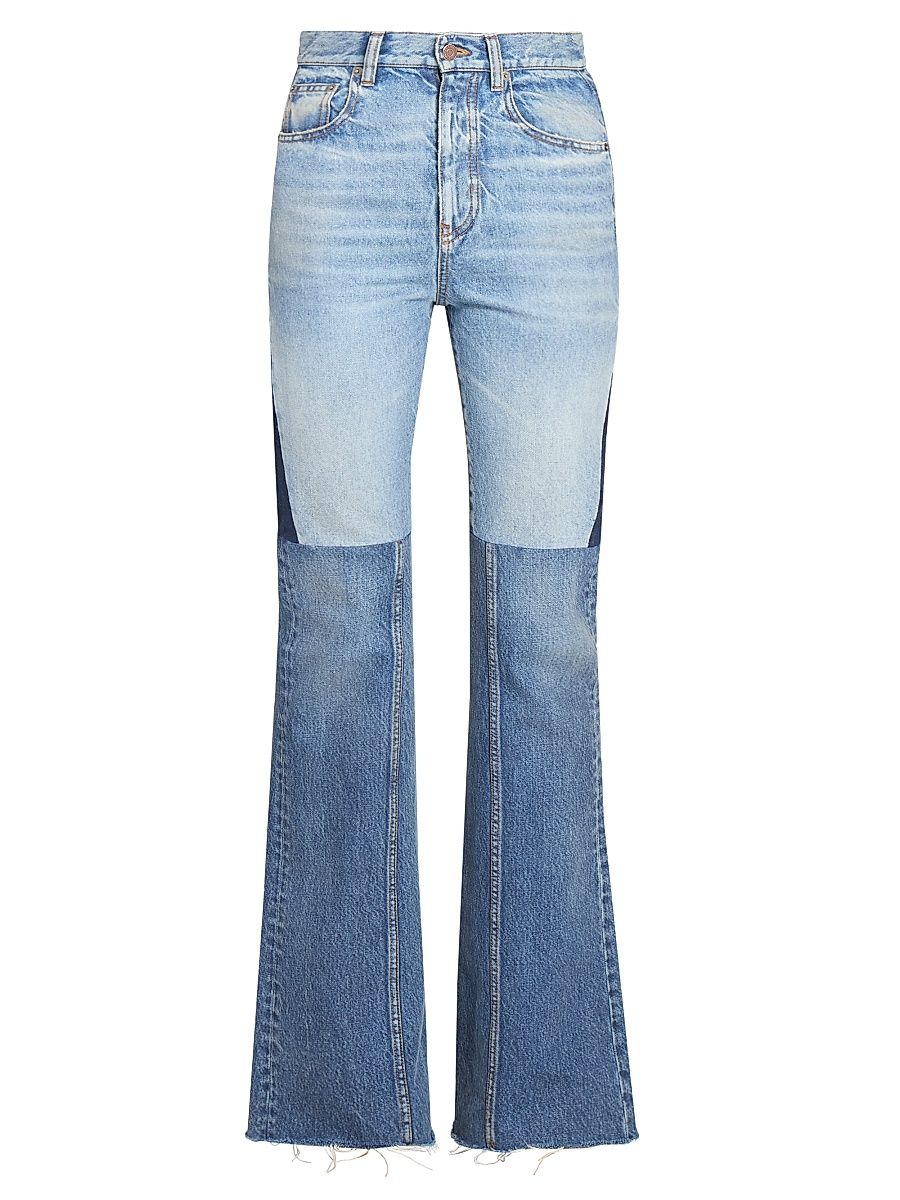 Women's Paneled Mid-Rise Jeans - Blue Multi - Size 27