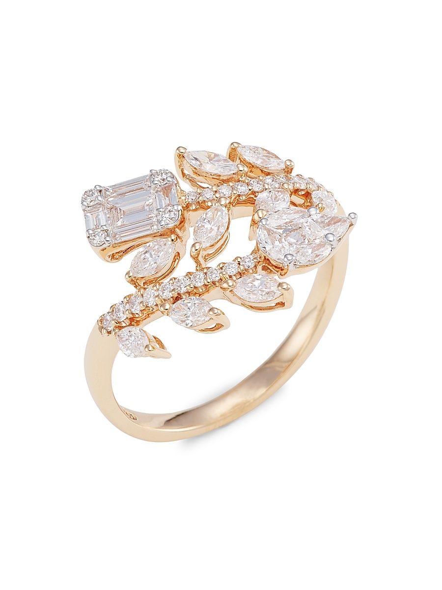 Women's 14K Rose Gold & Multi-Cut 1.04 TCW Diamond Vine Ring - Rose Gold - Size 7