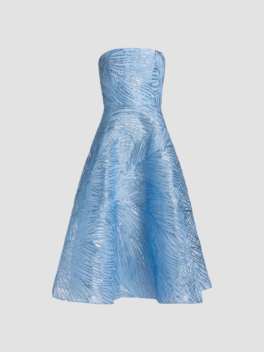 Naeem Khan Women's Strapless Raffia Cocktail Dress - Ocean Blue - Size 10