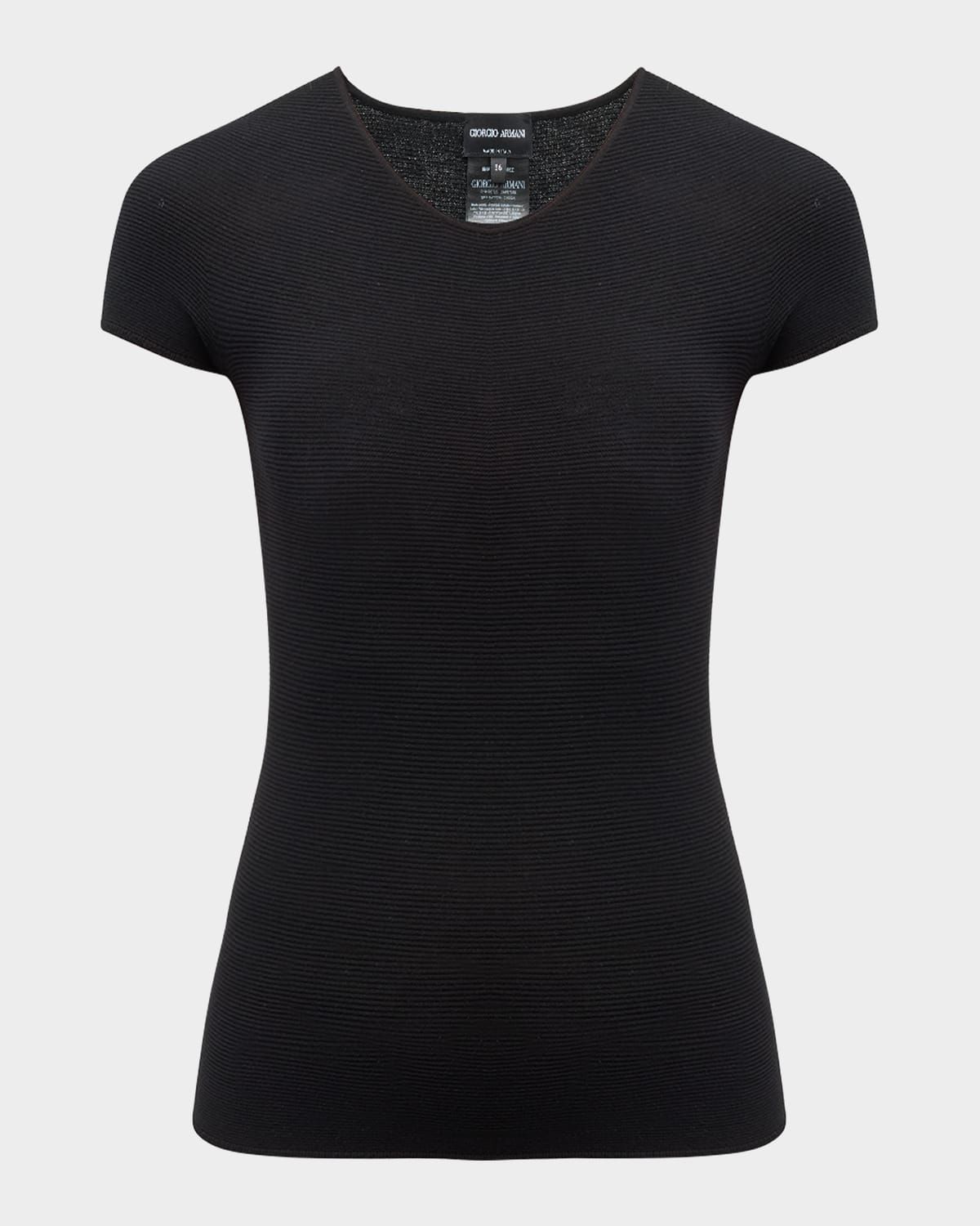 Scoop-Neck Short-Sleeve Tee, Black