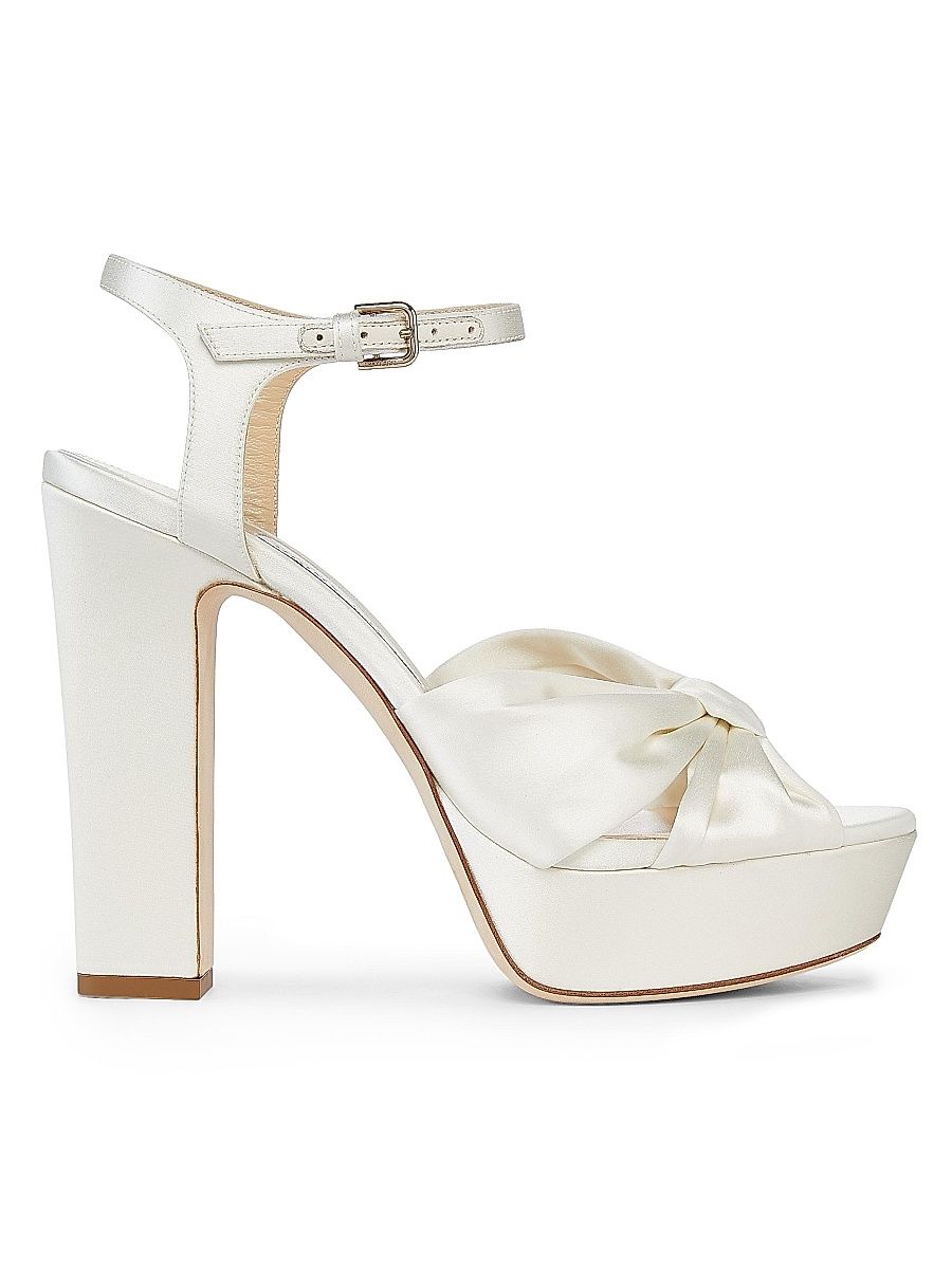 Women's Heloise 120MM Satin Platform Sandals - Ivory - Size 12