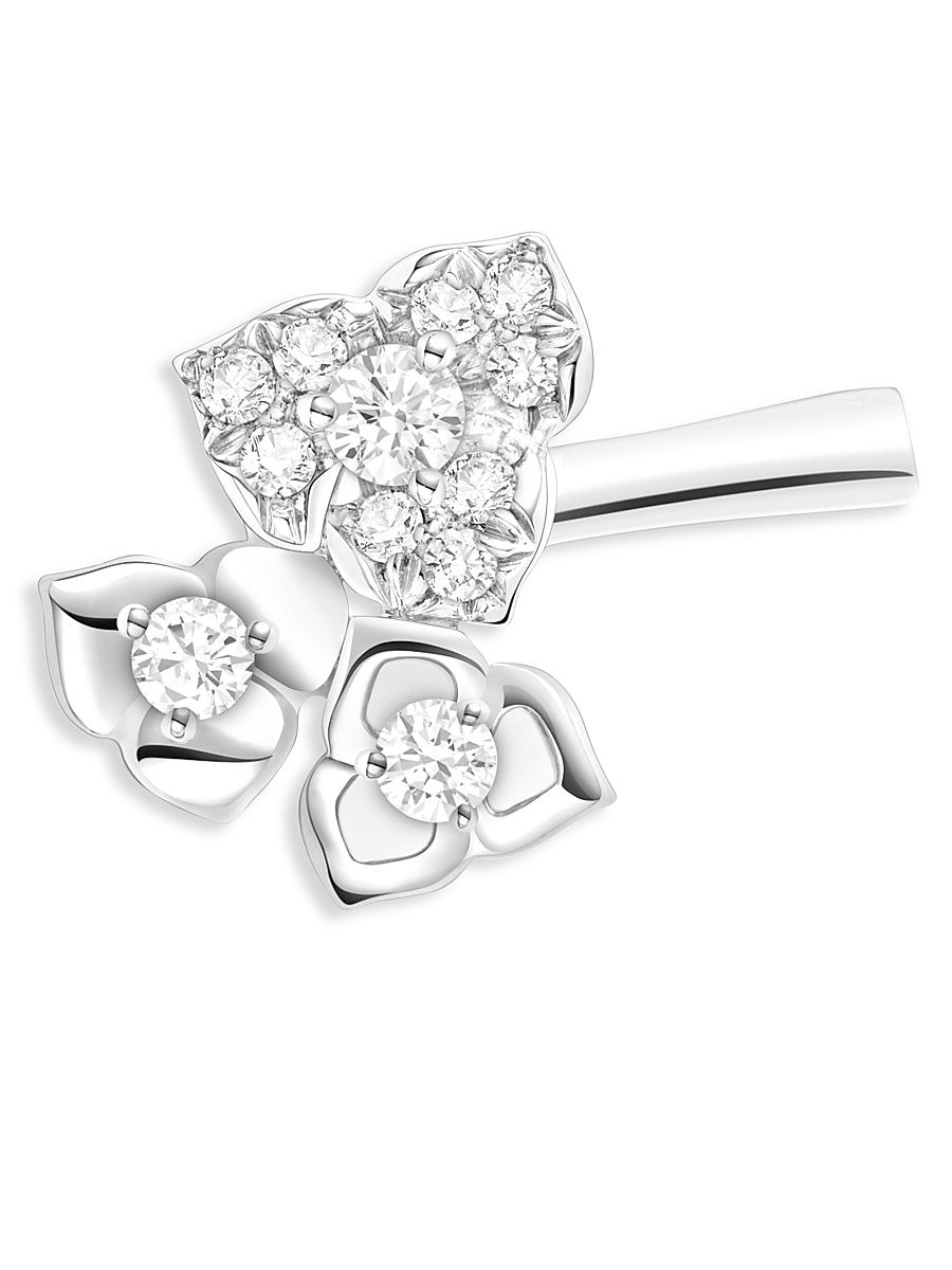 Women's 18K White Gold & Diamond Floral Single Ear Clip