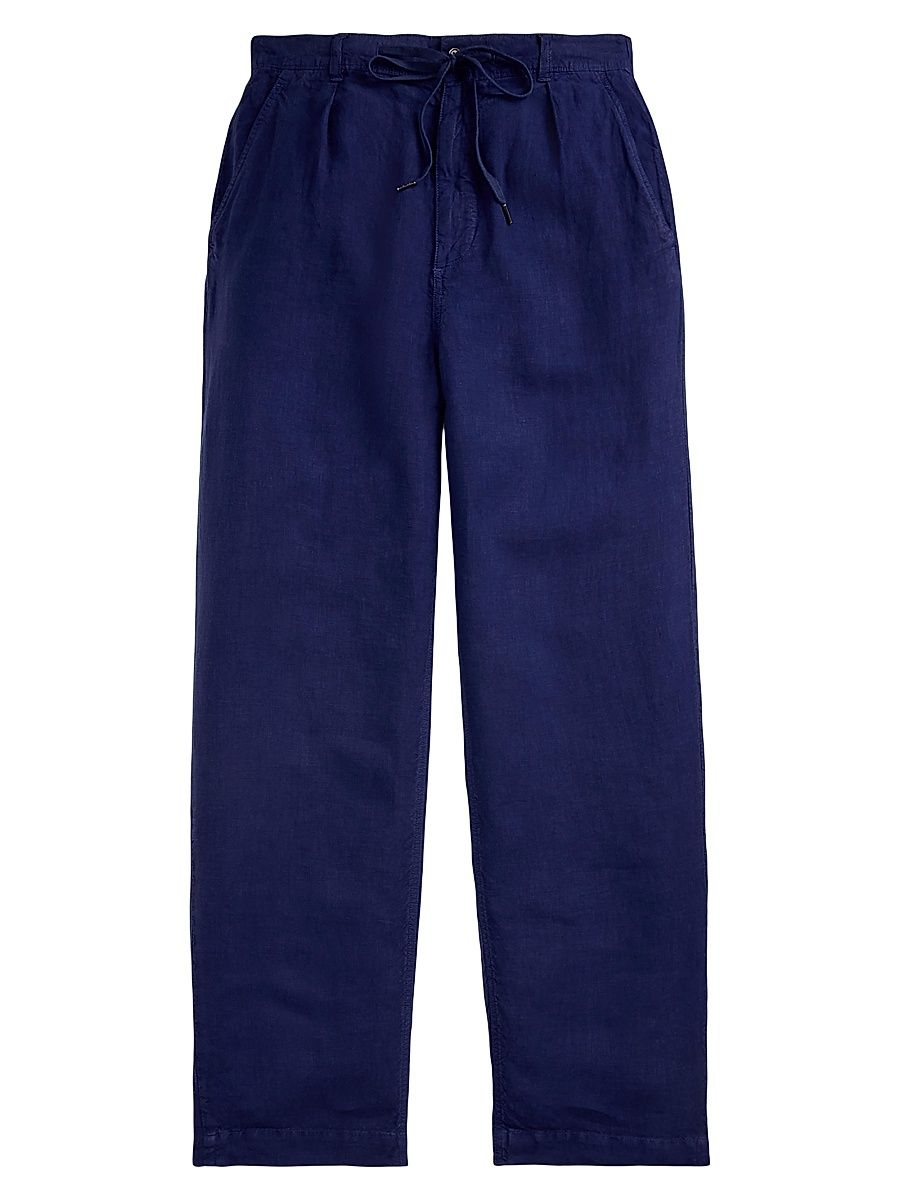 Men's Lateef Relaxed-Fit Pleated Linen Pants - Newport Navy - Size XXL