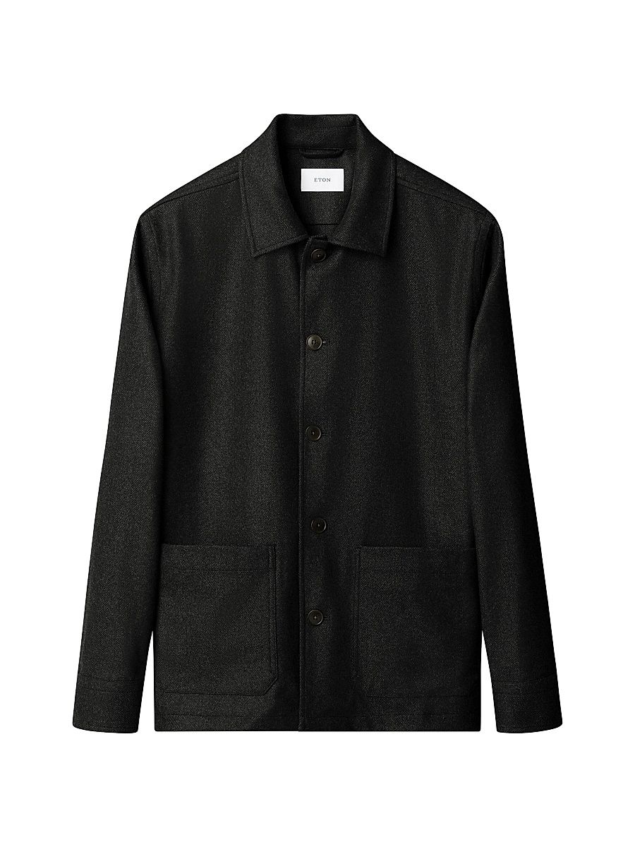 Men's Herringbone Wool-Cashmere Jacket - Dark Green - Size XL