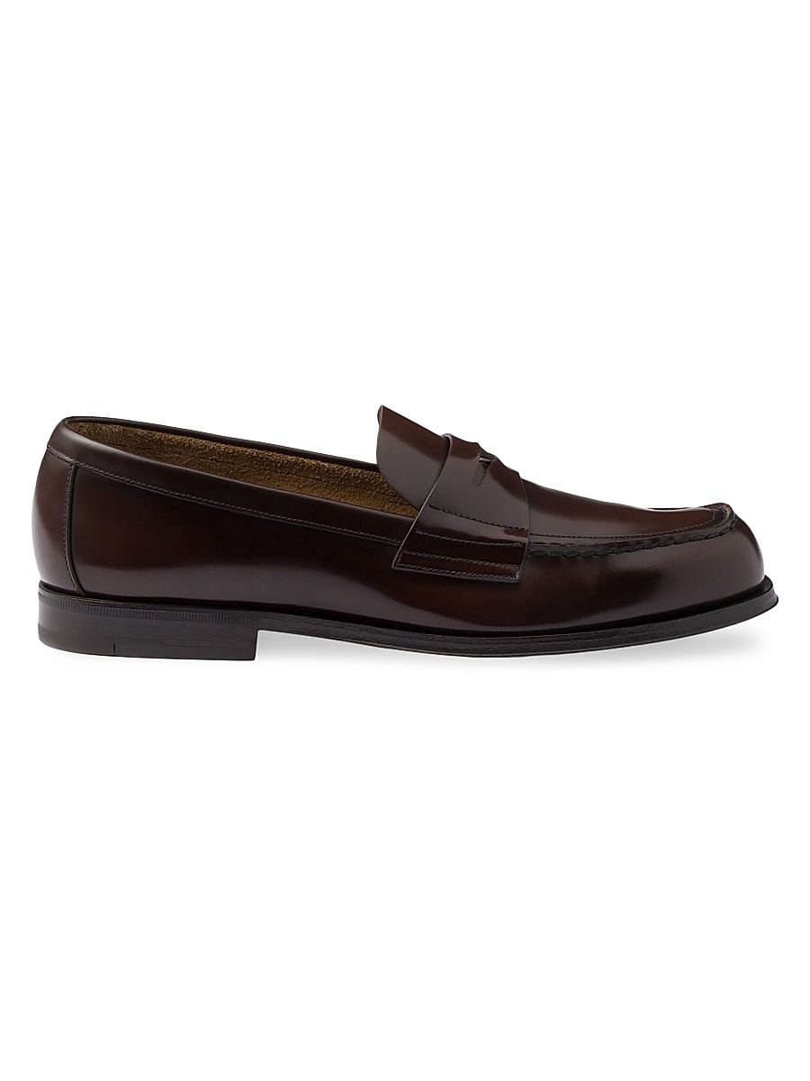 Men's Brushed Leather Loafers - Brown - Size 12