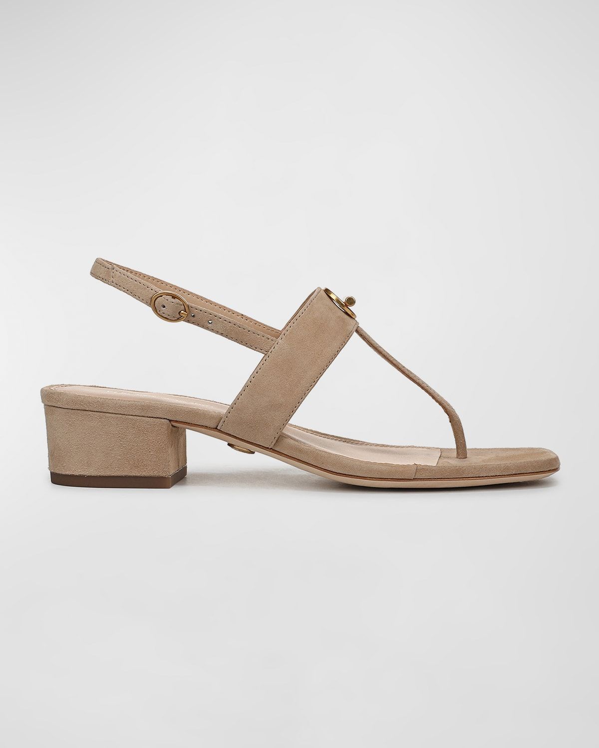Andie Toggle Suede Block-Heel Slingback Sandals