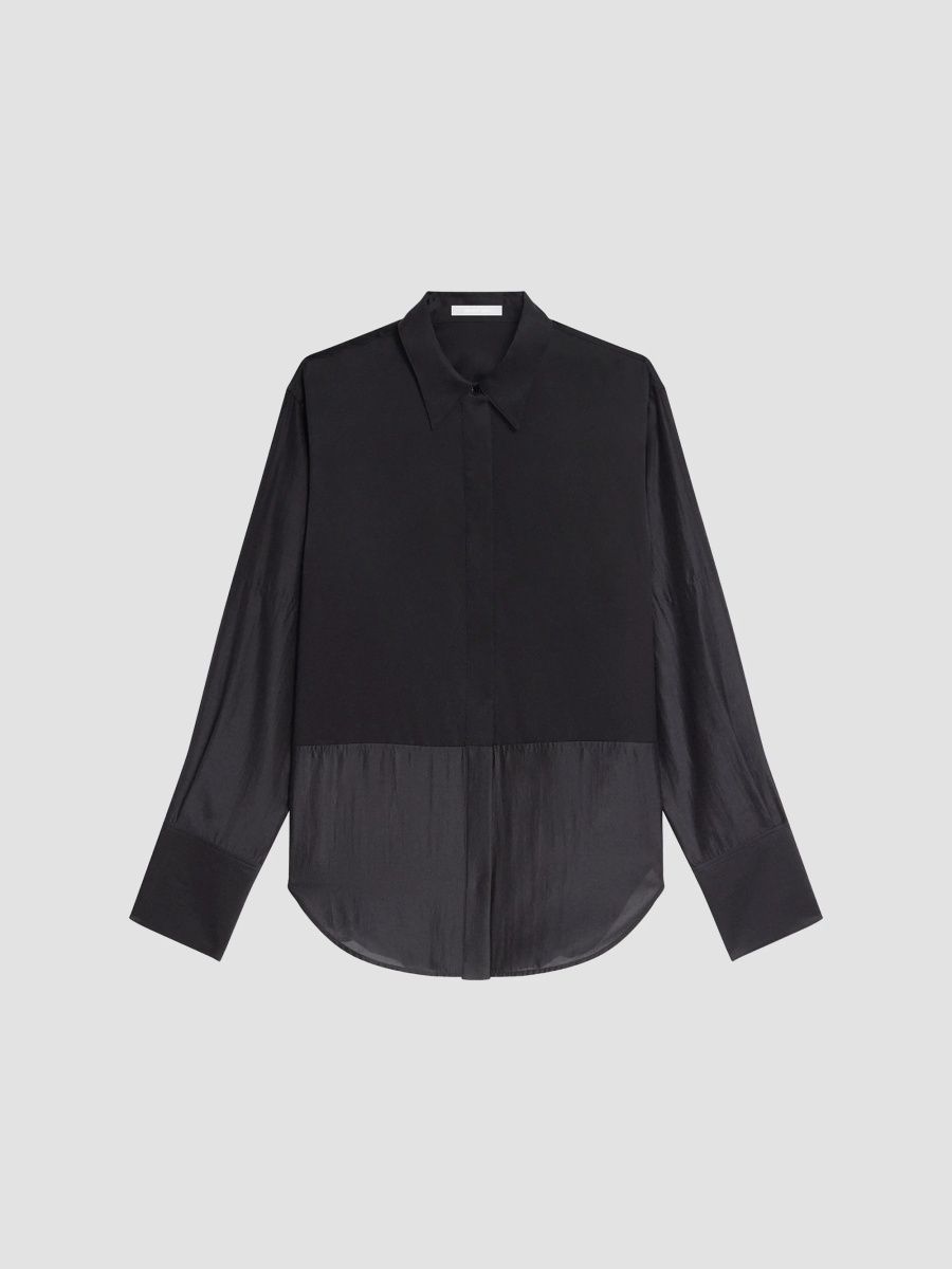 Helmut Lang Women's Silk Oversized Combo Shirt - Black - Size Large