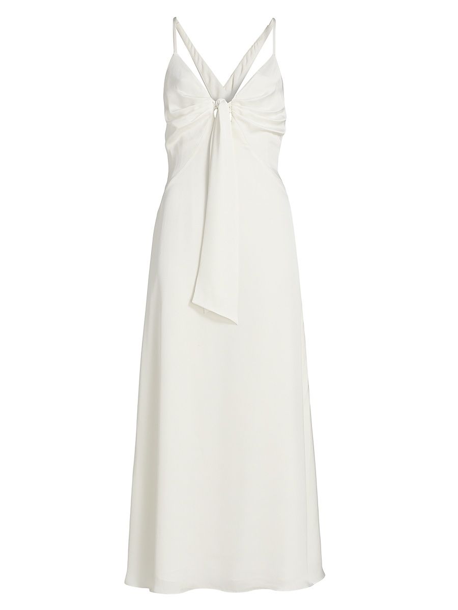Women's Mckenzie Plunging V-Neck A-Line Midi-Dress - Ivory - Size 0