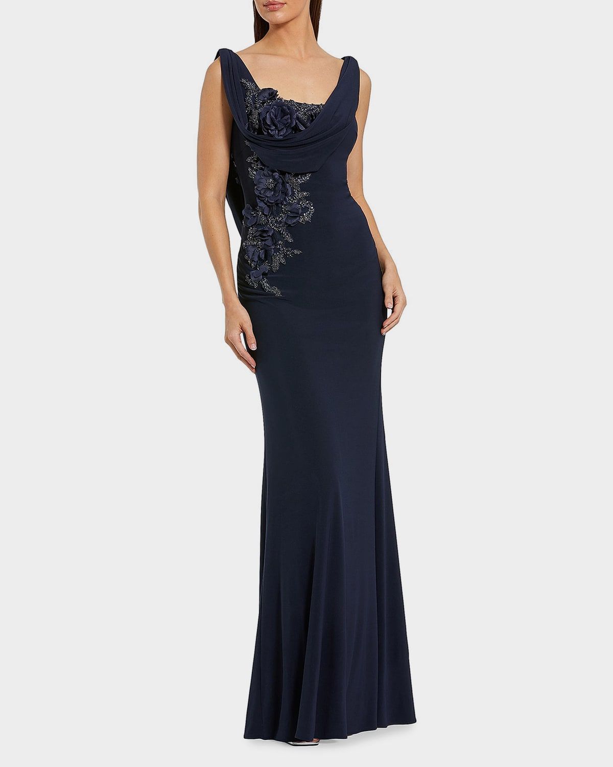 Evening Beaded Jersey Sleeveless Gown