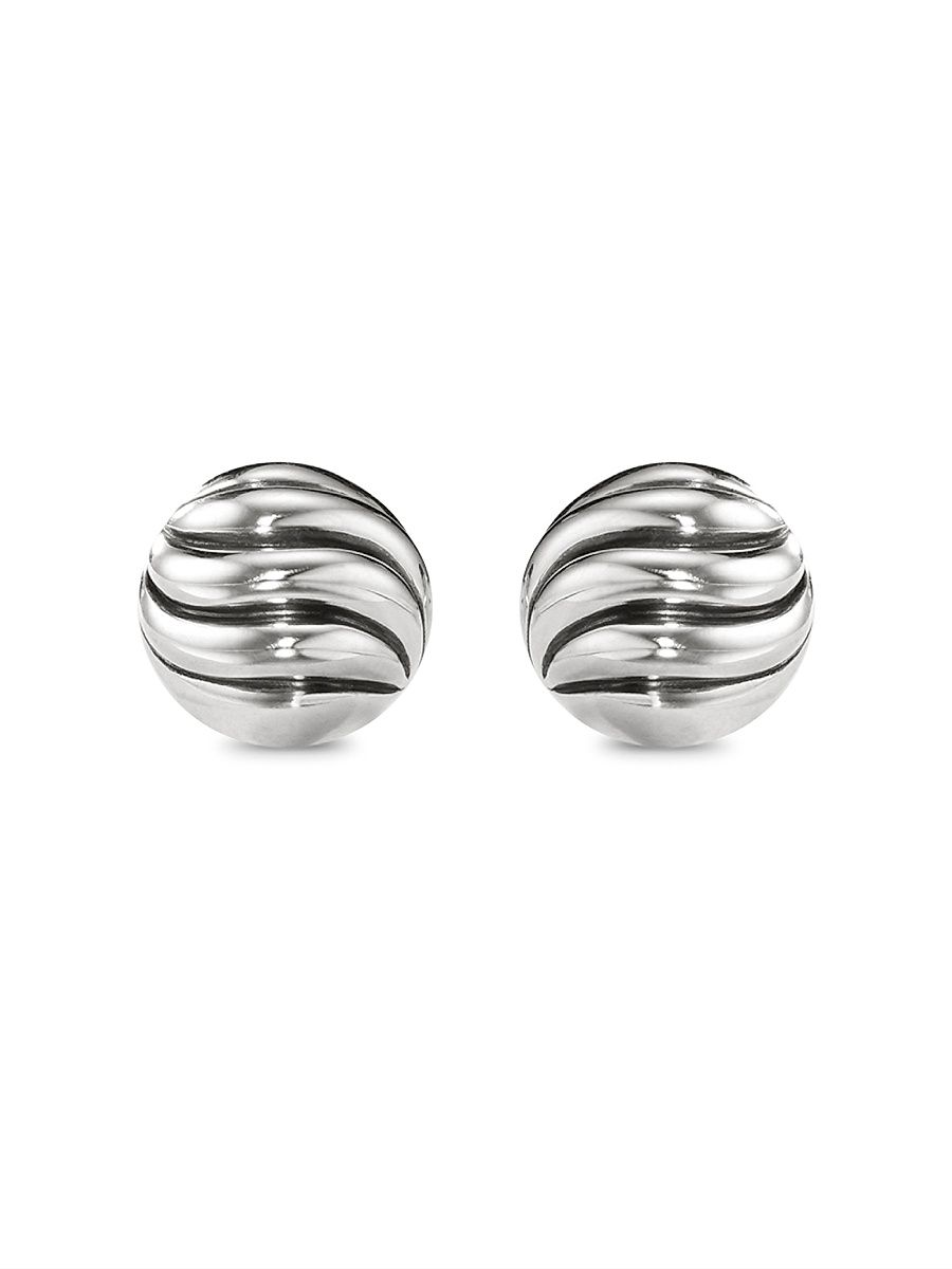Women's Sculpted Cable Stud Earrings in Sterling Silver, 8MM - Silver