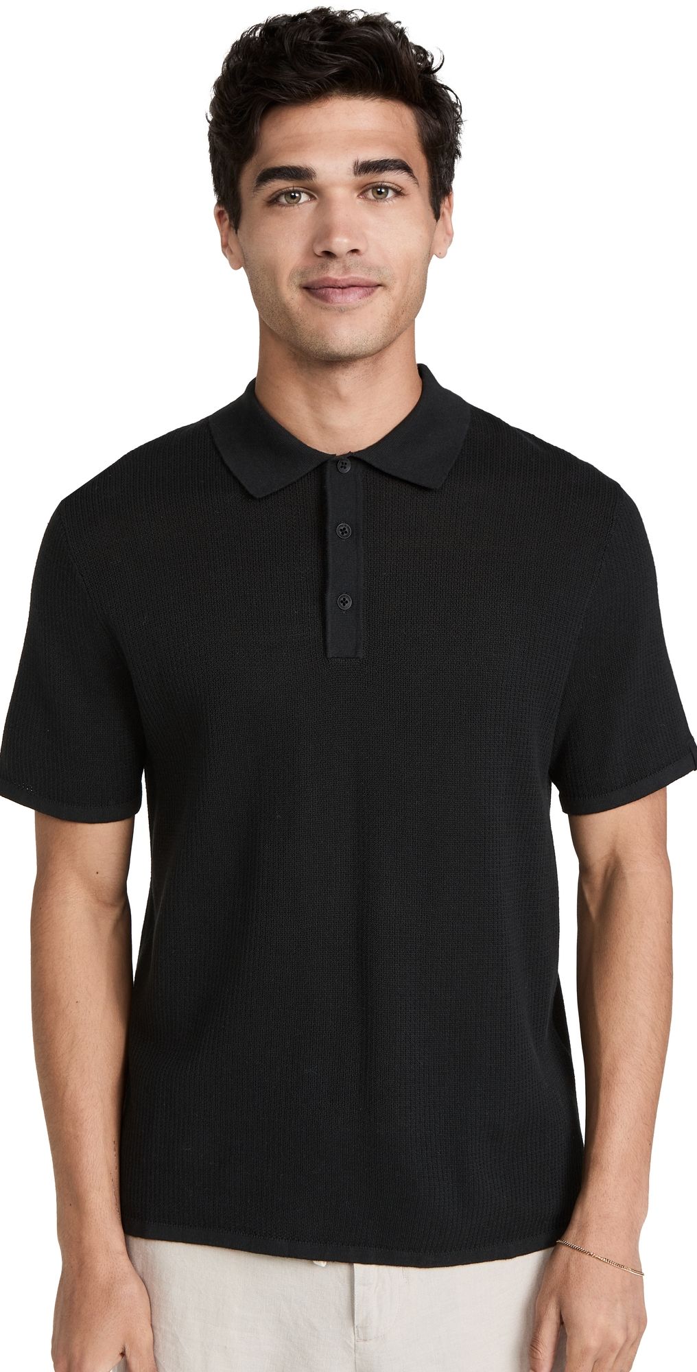 rag & bone Harvey Knit Polo Black XXL