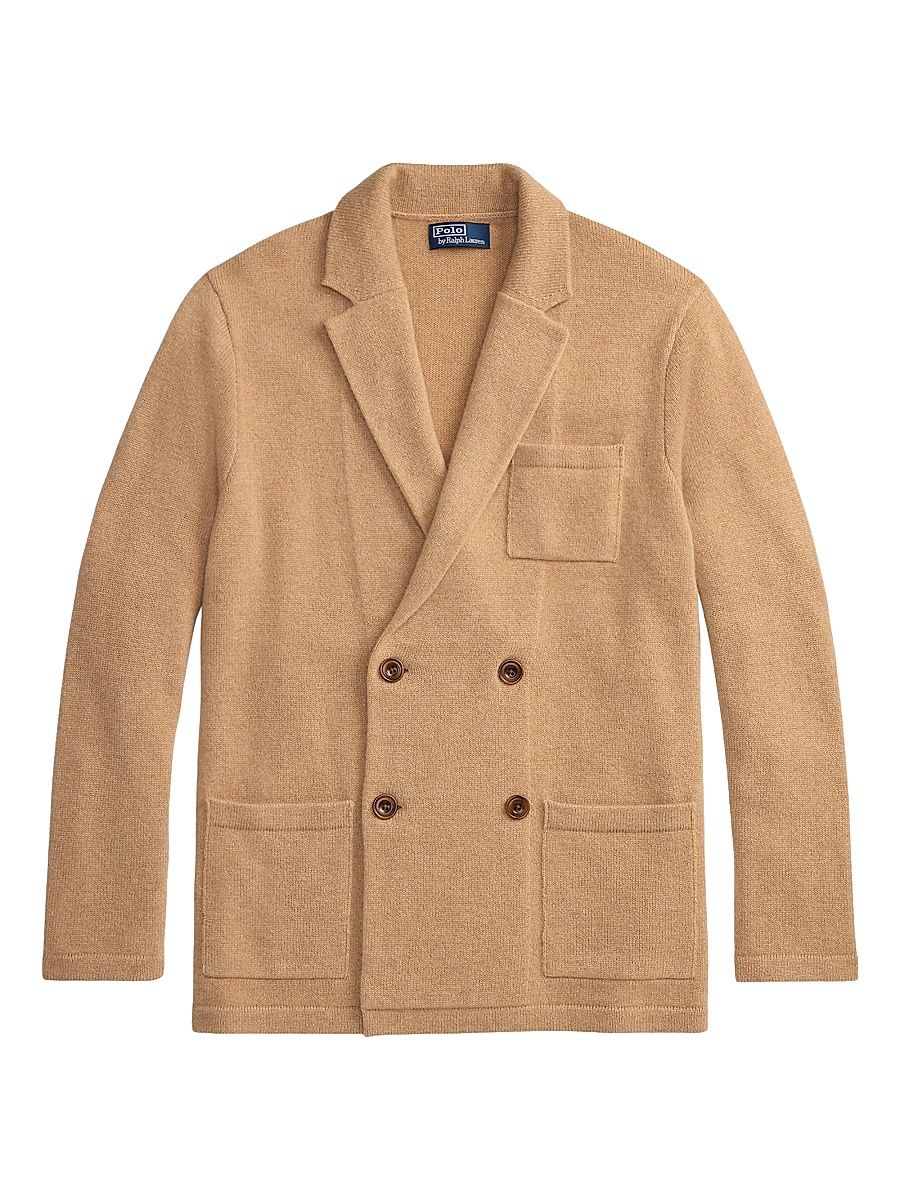 Men's Cotton Double-Breasted Cardigan - New Camel Melange - Size XXL