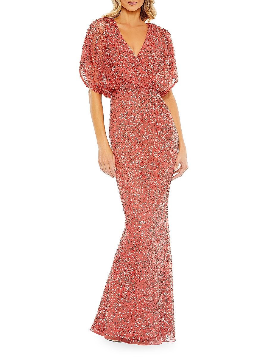 Women's Evening Metallic Blouson Gown - Vintage Lilac - Size 20