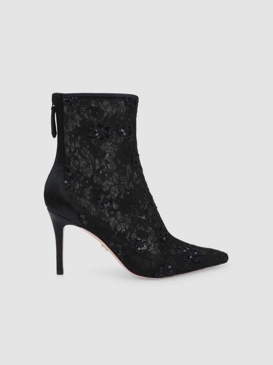 Badgley Mischka Women's Raya 85MM Lace Ankle Boots - Black Lace - Size 11