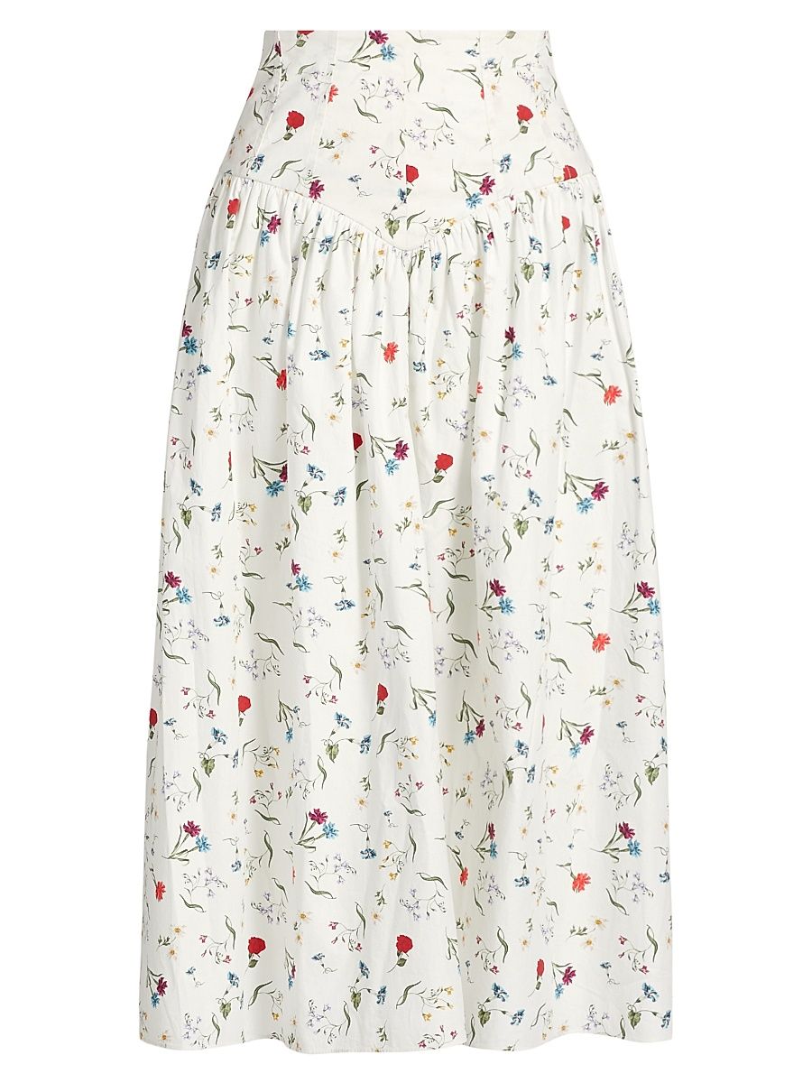Women's Noora Poplin Midi-Skirt - Multi Floral - Size Medium