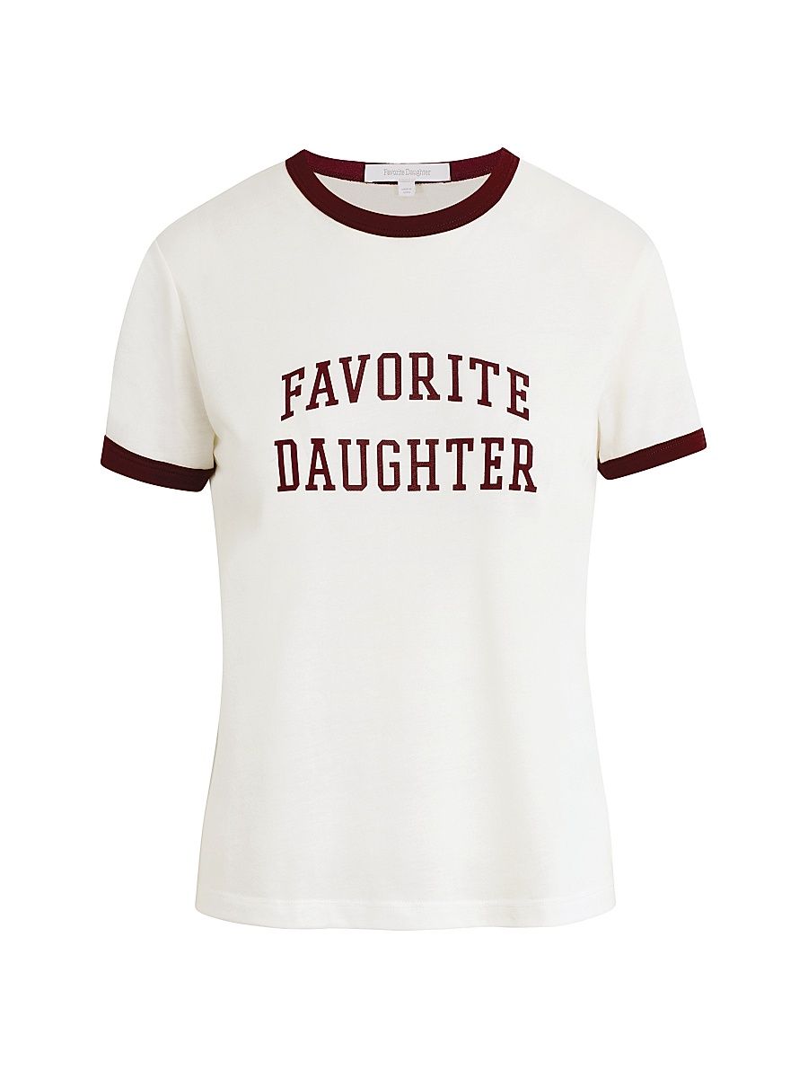 Women's The Collegiate Ringer T-Shirt - White Burgundy - Size Large