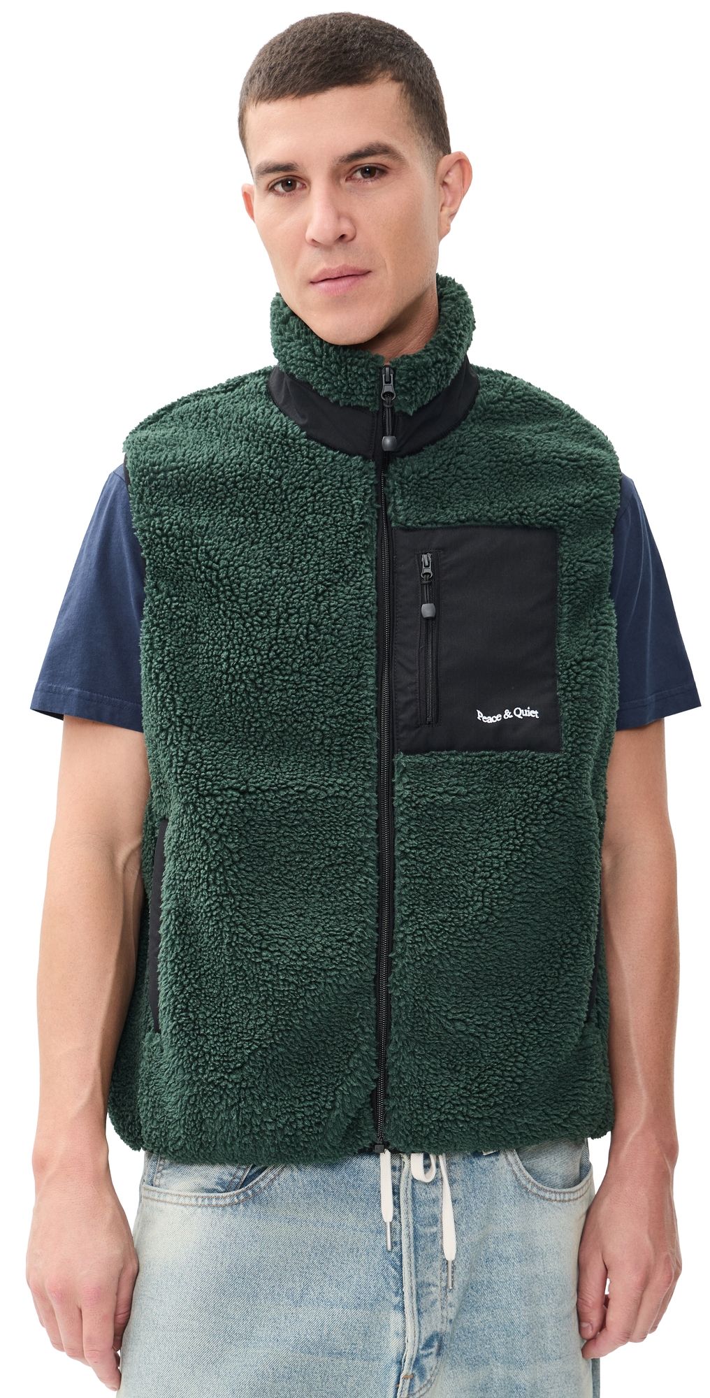 Museum of Peace and Quiet Wordmark Sherpa Vest Pine XL