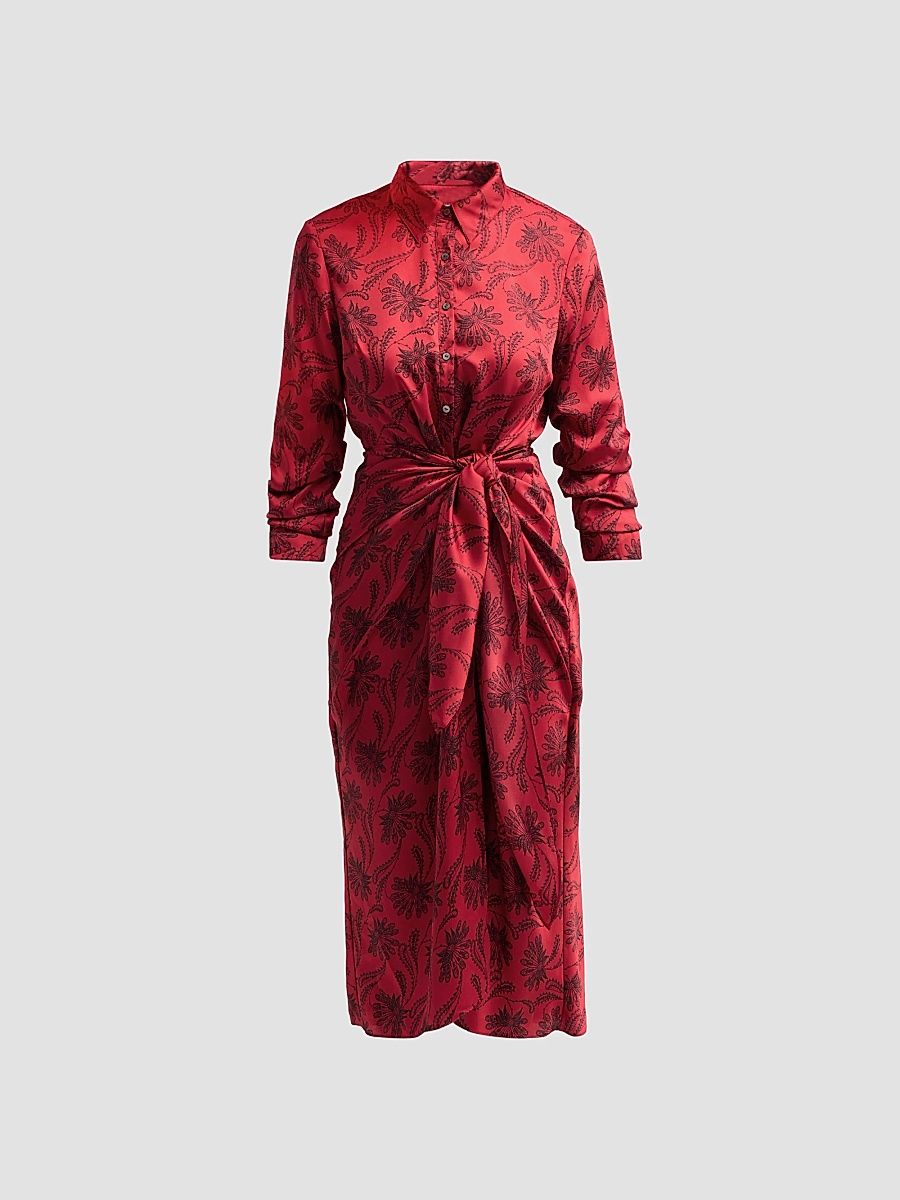 Women's Jacey Paisley Fan Midi Dress - Warm Cranberry Black - Size 12