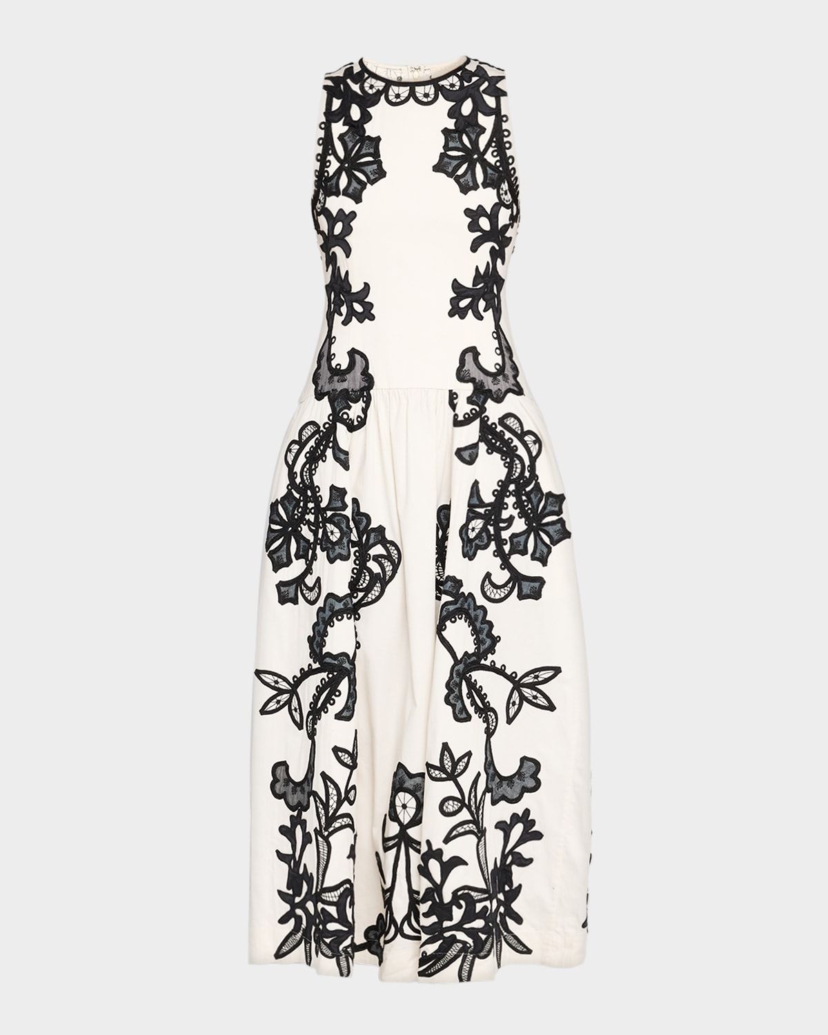 Sonali Embroidered Drop-Waist Midi Dress