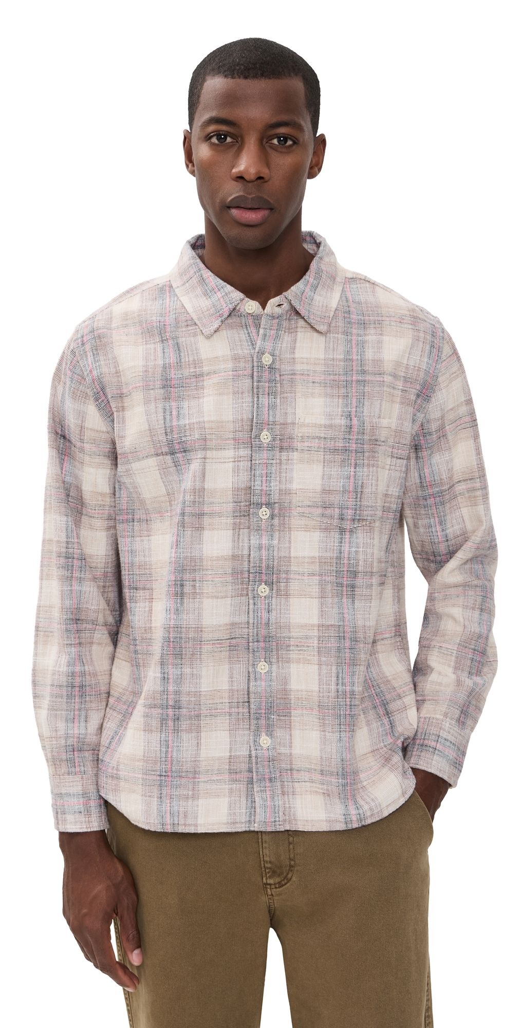 Corridor Rosewood Plaid Flannel Shirt Natural S