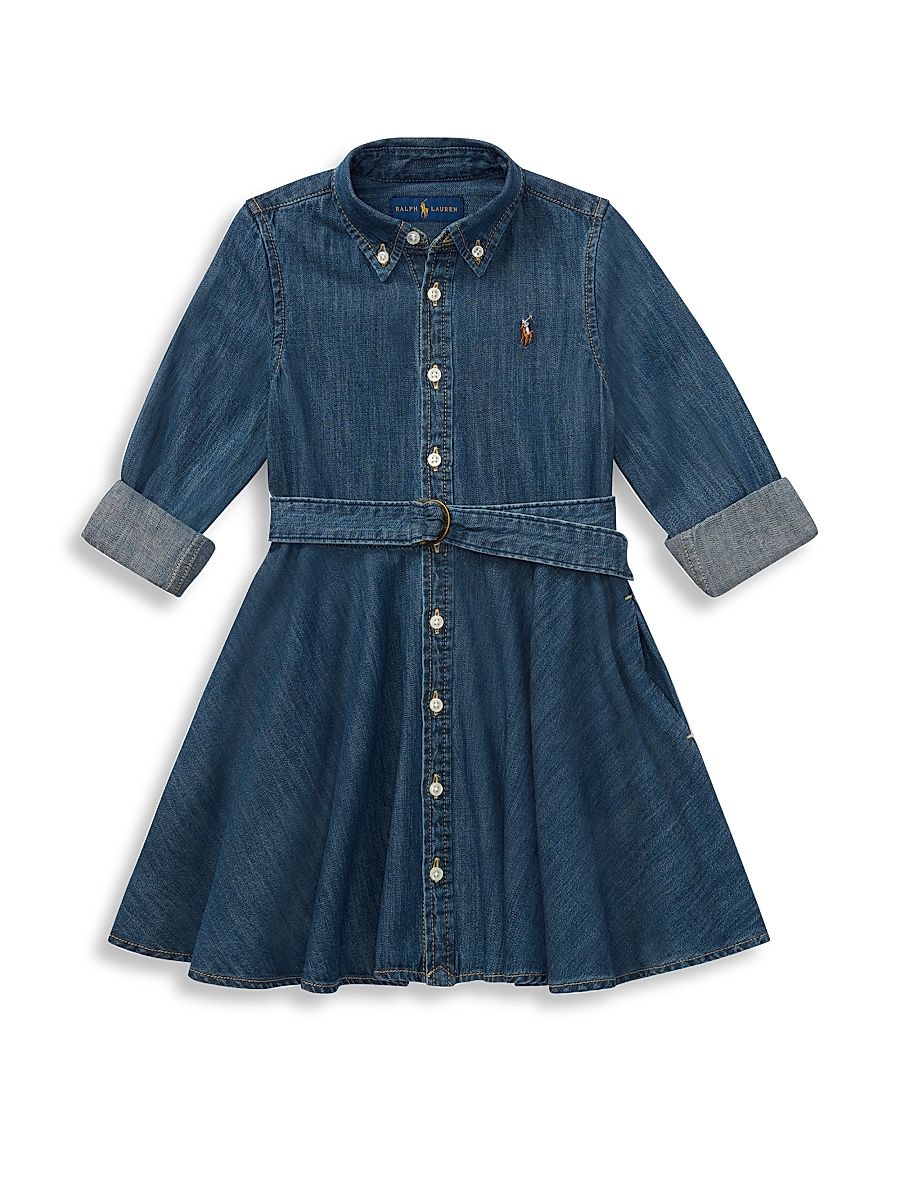 Little Girl's & Girl's Belted Denim Shirtdress - Indigo - Size 6