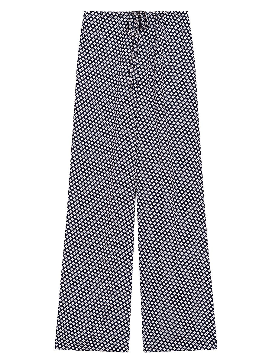 Women's Geo Block Drawstring Pants - Sapphire Multi - Size Large