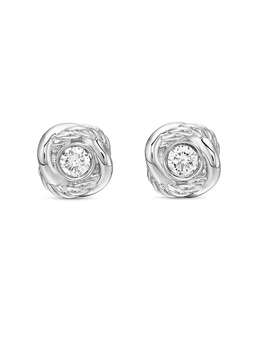 David Yurman Women's Infinity Stud Earrings in Sterling Silver with Diamonds, 6.8mm - Diamond