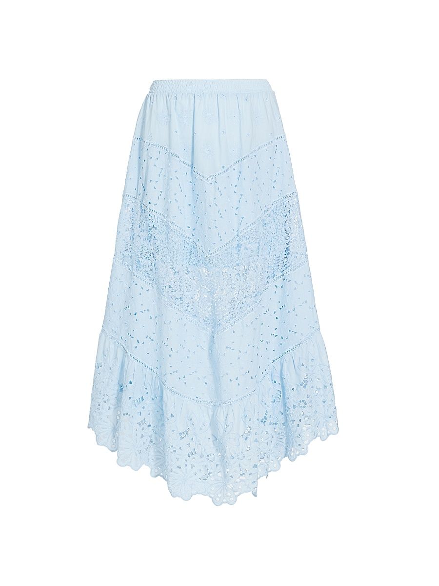 Women's Calla Lace Midi Skirt - Canale Blue - Size XS